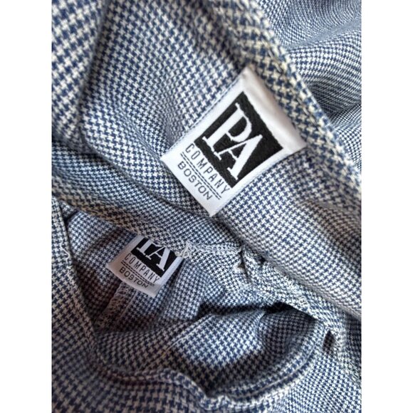 PA Company Boston Linen Houndstooth Short Sleeve Top & Skirt Set Blue Small - Picture 3 of 11